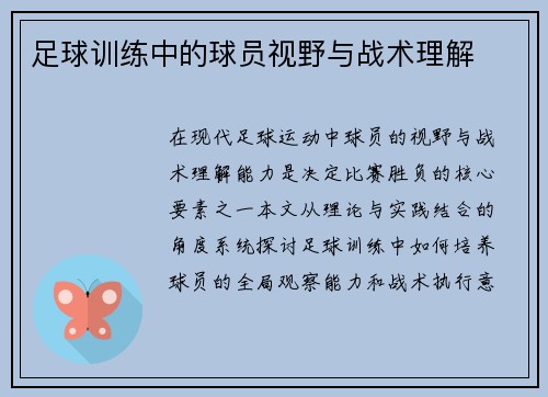 足球训练中的球员视野与战术理解